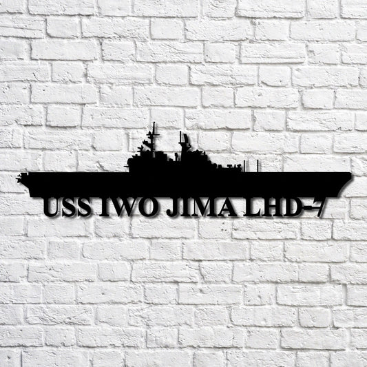 Uss Iwo Jima Lhd7 Navy Ship Metal Art, Custom Us Navy Ship Cut Metal Sign, Gift For Navy Veteran, Navy - metal sign