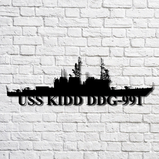 Uss Kidd Ddg991 Navy Ship Metal Art, Custom Us Navy Ship Cut Metal Sign, Gift For Navy Veteran, Navy - metal sign