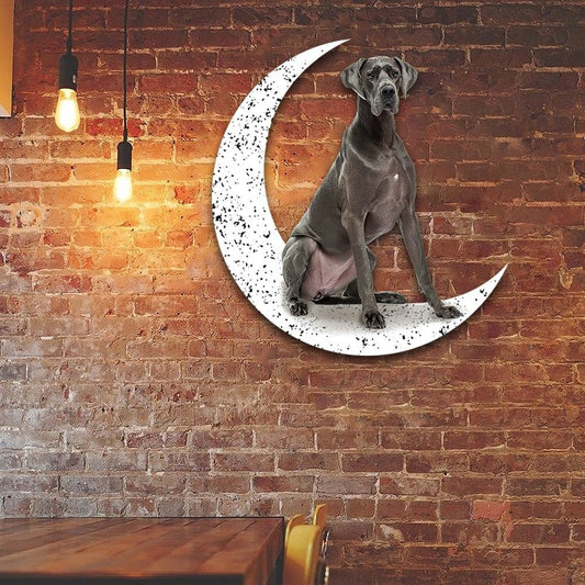 Dog Metal Sign Little Great Dane 1 Sit On The Moon Gift for Dog Lover - 8 inches - metal sign