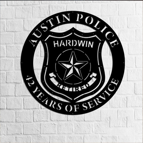 Police Badge Wall Police Retirement Sign Custom Plaque For Sheriff Police Officer Gift Anniversary Gift Retirement Metal Sign Art