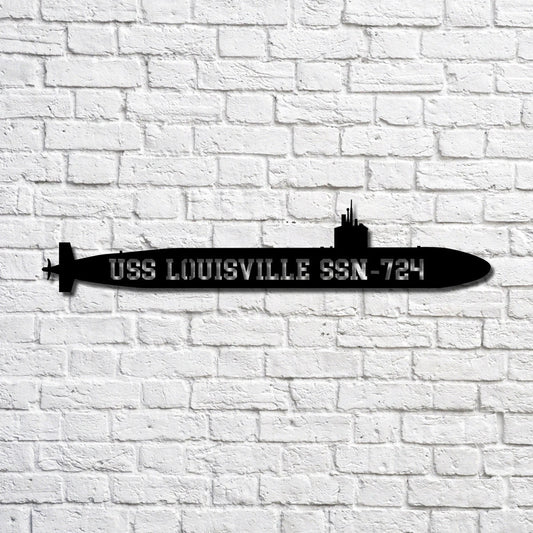 Uss Louisville Ssn724 Navy Ship Metal Art, Custom Us Navy Ship Cut Metal Sign, Gift For Navy Veteran - metal sign