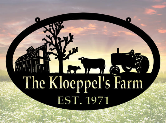 Metal Farm Sign , Barn, Tractor, And Cows Personalized Family Name Metal Sign Housewarming Gift Wedding - wedding detail