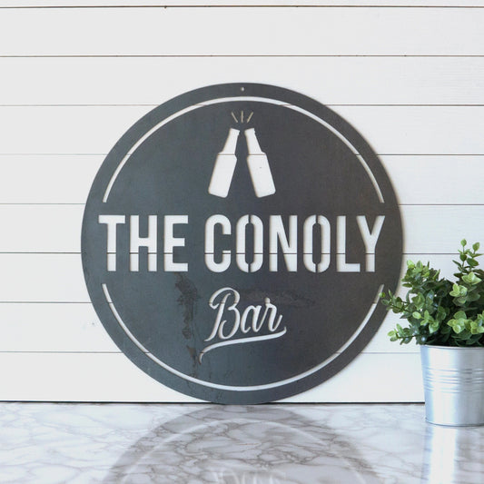Custom Bar Sign, Home Bar Sign, Man Cave Sign, Personalized Bar Sign, Pub Sign, Metal Sign, Anniversary - wedding detail