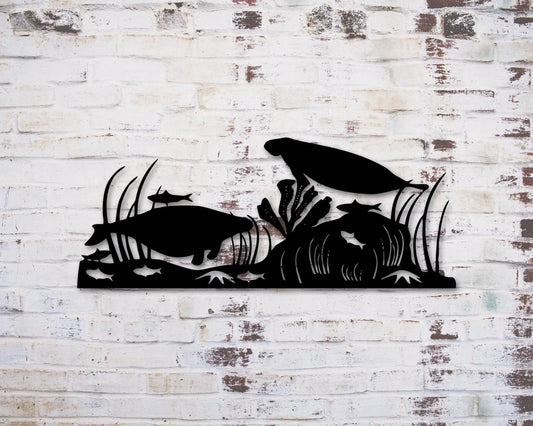 Manatee Metal Sign Manatee Decor Walrus Metal Sign Sea Animal Sign Ocean And Sea Animal Decor Custom Metal Sign Fish Sign Coral Reef - 8 inches - metal sign