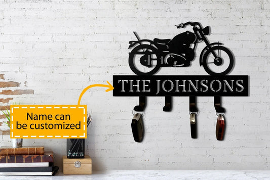 Personalized Bike Keychain Holder Metal Sign, Metal Sign For Biker, Best Gift Idea, Custom Text Metal - metal sign