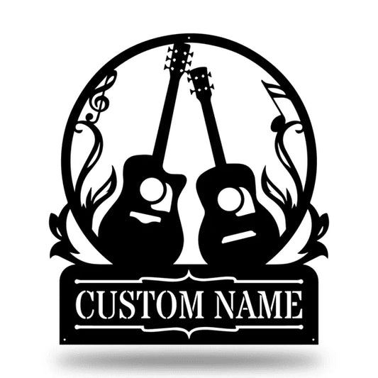 Guitars Monogram Customized Metal Signs, Custom Metal Sign, Custom Signs, Metal Sign, Metal Laser Cut Metal Signs Custom Gift Ideas - 8 inches - metal sign