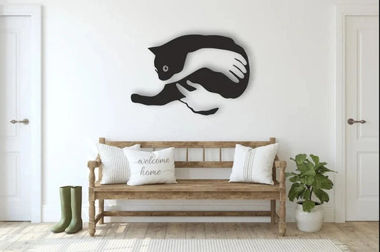 Hug My Baby Kitty Metal House Sign Laser Cut Metal Signs Custom Gift Ideas - 8 inches - metal sign