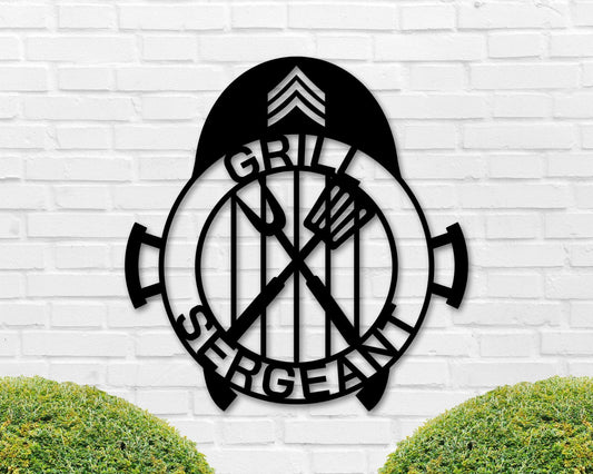 Grill Sergeant Sign Sergeant Sign Gift Drill Sergeant Military Gift Barbecue Sign Metal Bbq Sign Patio Grill Sign Funny Bbq Gift Dad - 8 inches - metal sign