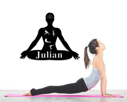 Personalized Yoga Workout Sign, Custom Metal Name Sign, Personalized Home Yoga Sign, Custom Metal Yoga - metal sign