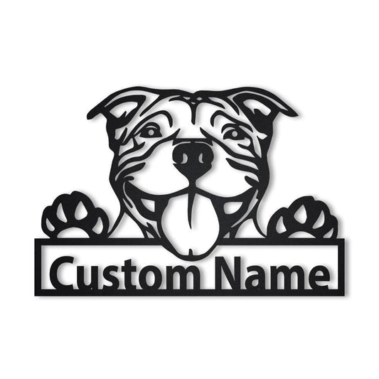 Personalized American Pit Bull Dog Metal Sign Art, Custom American Pit Bull Metal Sign, Pit Bull Dog - metal sign