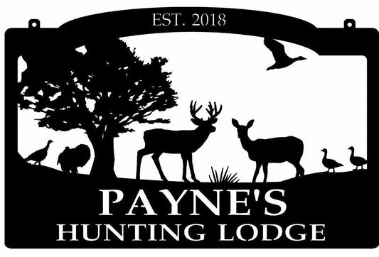 Metal Sign With Wildlife , Deer Turkey Geese, Metal Wall Art, Metal House Sign Laser Cut Metal Signs Custom Gift Ideas - 8 inches - metal sign