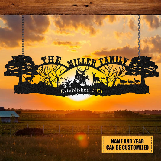 Deer Turkey Hunting Hunter Metal Sign, Custom Camp, Wall Decor, Art Gift For Him, Metal Laser Cut Metal Signs Custom Gift Ideas - 8 inches - metal sign
