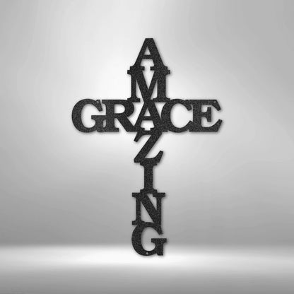Amazing Grace Cross Script Steel Art Wall Decor Metal Sign Laser Cut Metal Signs Custom Gift Ideas