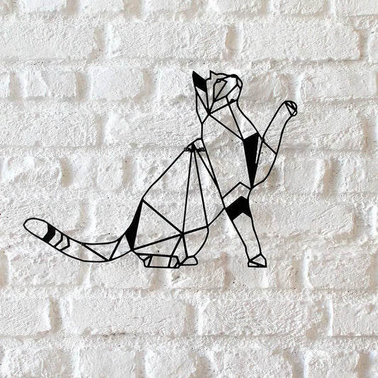 Geometric Cat Ver 2 Cat Lovers Wall Art Decor Cut Metal Sign Laser Cut Metal Signs Custom Gift Ideas - 8 inches - metal sign