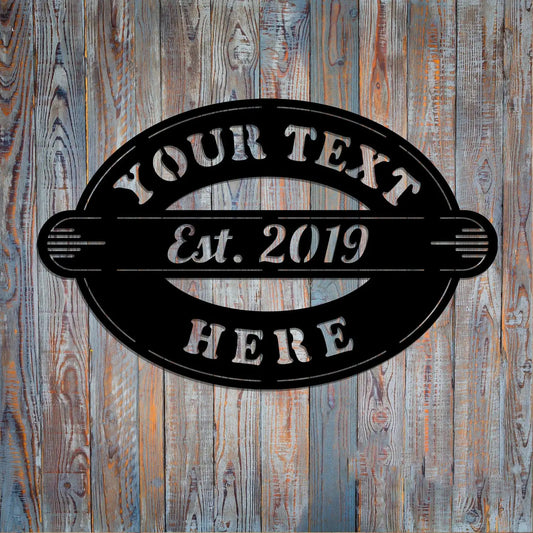 Custom Metal Sign Antique Steel Art Family Name Sign Entrance Sign Workshop Established Vintage - 8 inches - metal sign