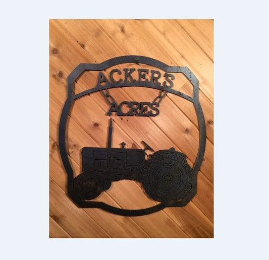 Personalized Metal Farm Sign Large Custom Metal Sign With Antique Tractor And Name Laser Cut Metal Signs Custom Gift Ideas - 8 inches - metal sign
