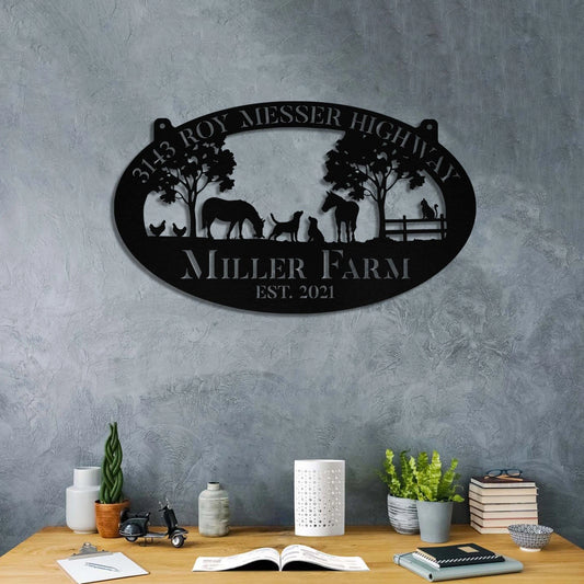 Personalized Metal Horse Dog Cat Chicken Sign Monogram, Metal Laser Cut Metal Signs Custom Gift Ideas - 8 inches - metal sign