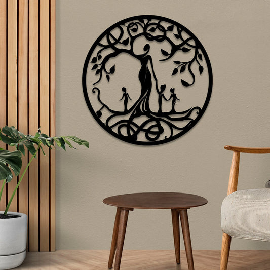 Mom And Three Children Tree Of Life Metal Art, Mother's Day Gift Laser Cut Metal Signs Custom Gift Ideas - metal sign