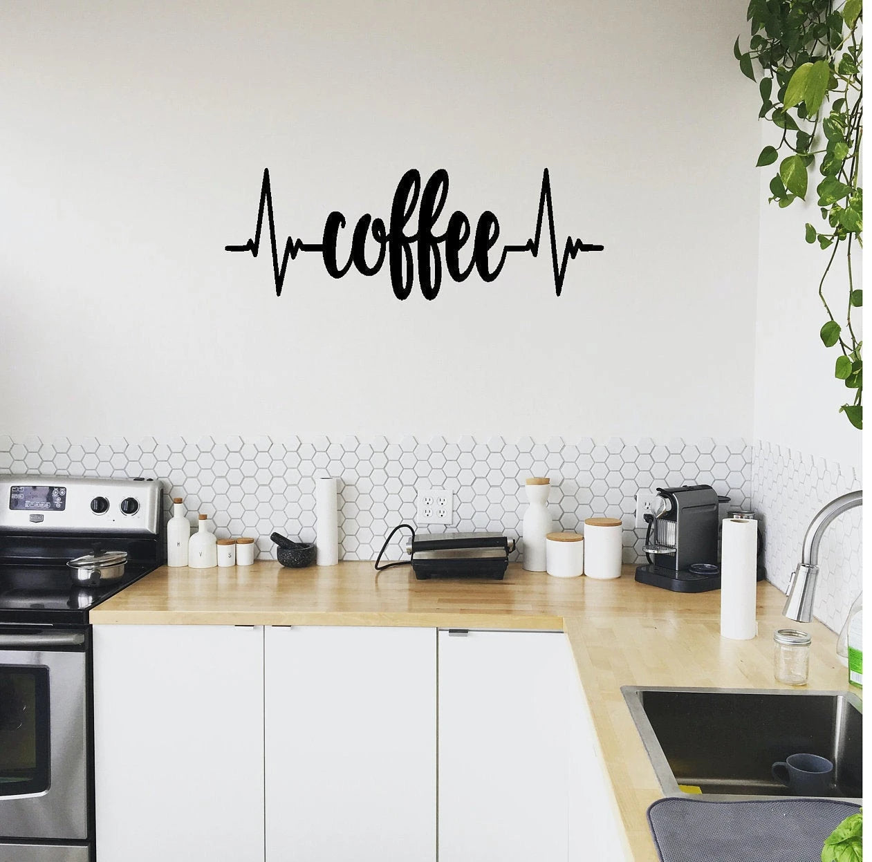 Coffee Heartbeat Metal Sign Cutout Cut Metal Sign Wall Metal Art