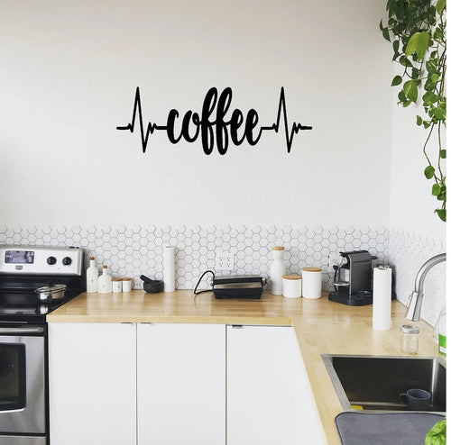 Coffee Heartbeat Metal Sign Cutout Cut Metal Sign Wall Metal Art