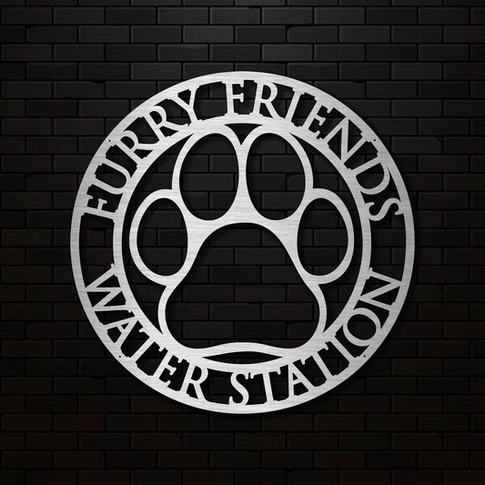 Custom Laser Cut Metal Dog Paw Sign Dog Drinking Station Plaque Dog Sign Hospitality Dog Paw Sign - 8 inches - metal sign