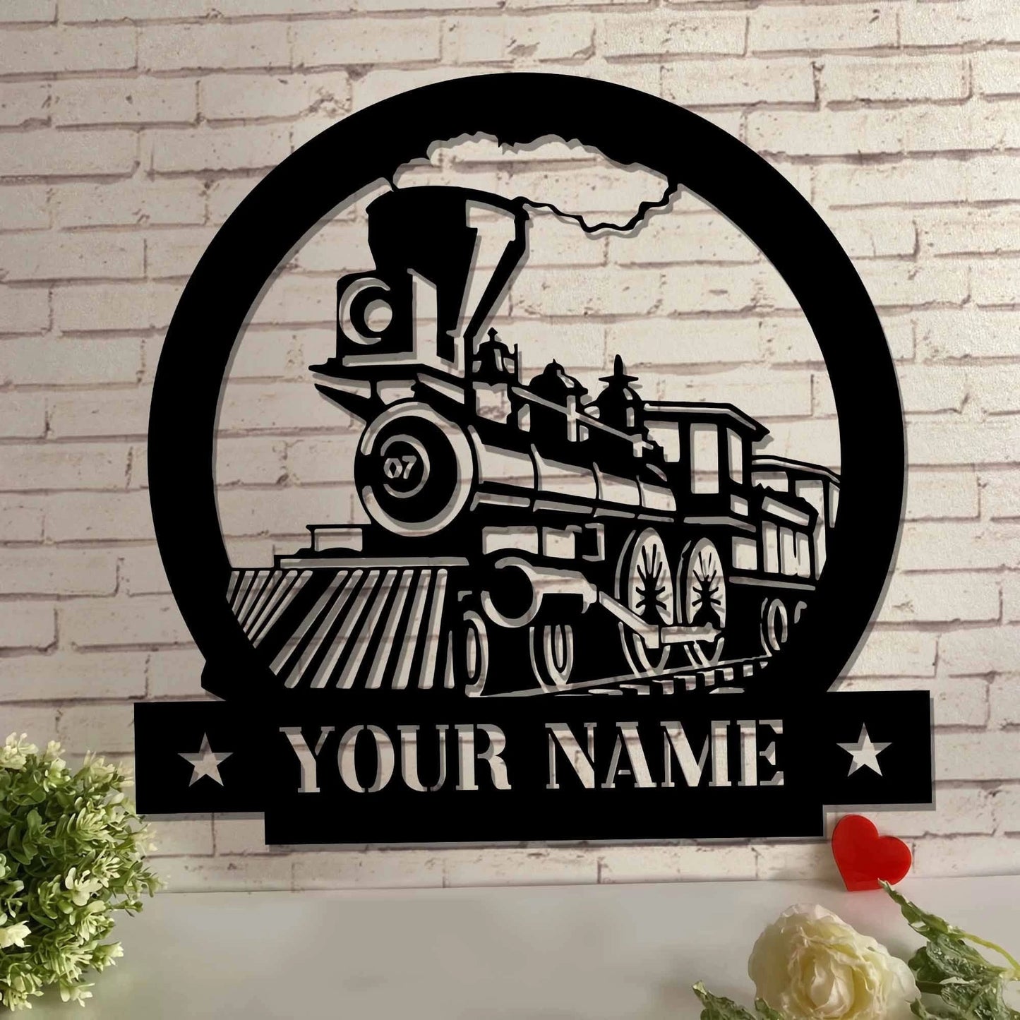 Train Metal Sign Railroad Signs Train Decor Train Metal Wall Steam Train Decor Metal Laser Cut Railway Sign Father Gift