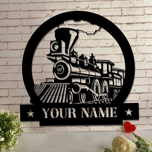 Train Metal Sign Railroad Signs Train Decor Train Metal Wall Steam Train Decor Metal Laser Cut Railway Sign Father Gift