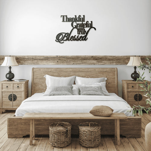 Thankful Grateful Blessed Metal Sign Home Decor, Cut Metal Sign, Wall Metal Art Laser Cut Metal Signs Custom Gift Ideas