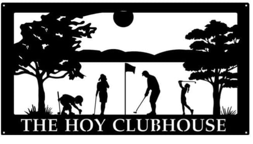 Metal Golfing Sign family Golfing Scene Metal House Sign