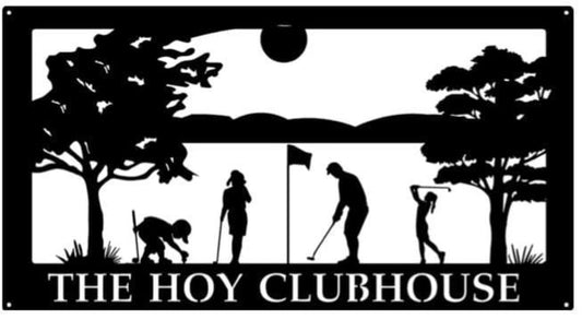 Metal Golfing Sign family Golfing Scene Metal House Sign - 8 inches - metal sign