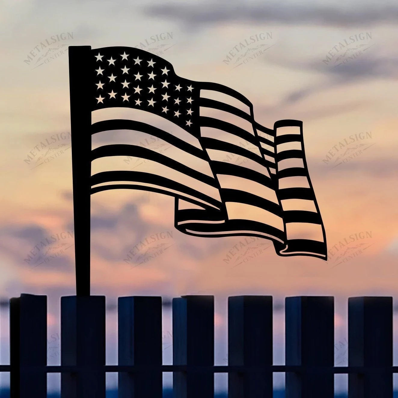 Flying American Flag Metal Art Garden Signs Cut Metal Sign Metal House Sign