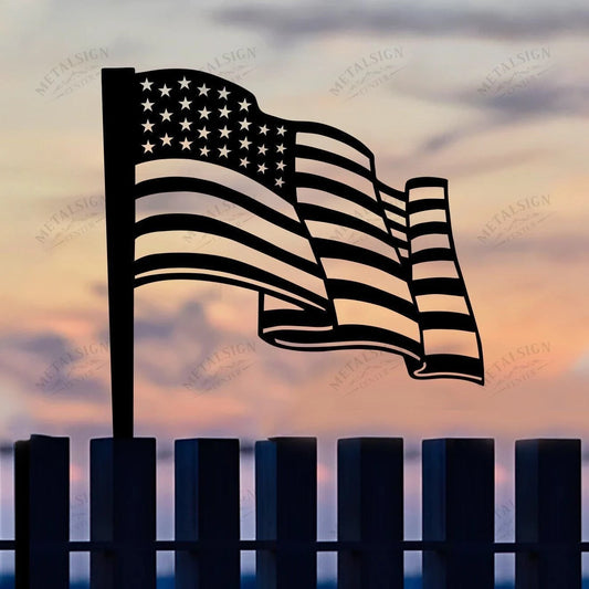 Flying American Flag Metal Art Garden Signs Cut Metal Sign Metal House Sign - 8 inches - metal sign