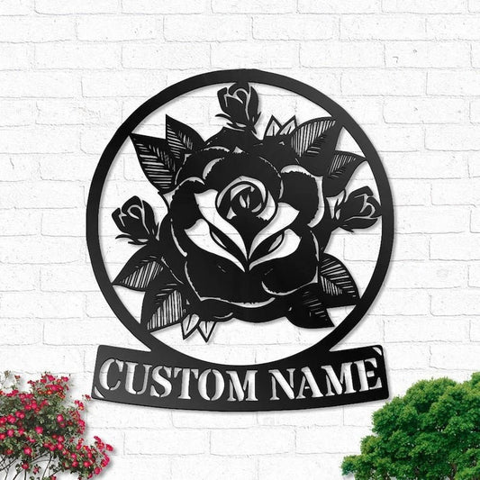 Custom Rose Personalized Rose Name Sign Decoration For Living Room Rose Lover Outdoor - 8 inches - metal sign