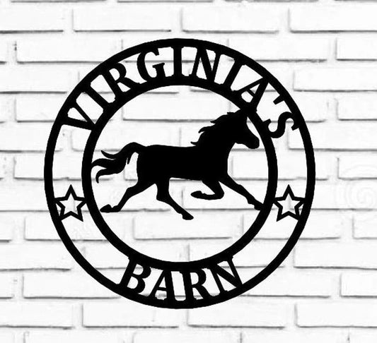 Custom Metal Name Sign Personalized Horse Sign Door Hanger Outdoor Metal Sign Horse Theme Equine Equestrian Horse Gift - 8 inches - metal sign