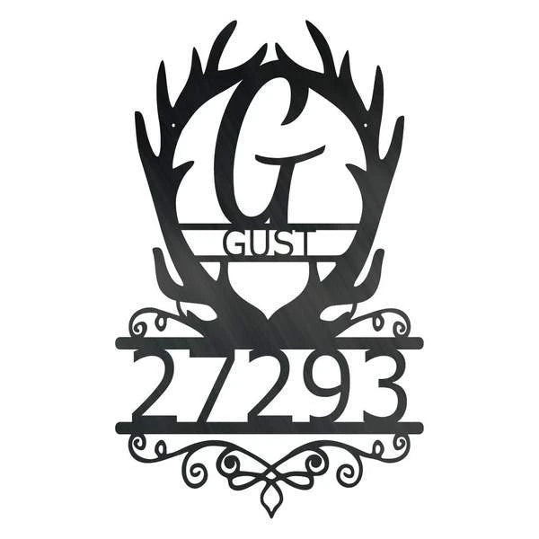 Address Antler Monogram Customized Metal Signs Custom Metal Sign Custom Signs Metal Sign