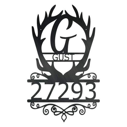 Address Antler Monogram Customized Metal Signs Custom Metal Sign Custom Signs Metal Sign
