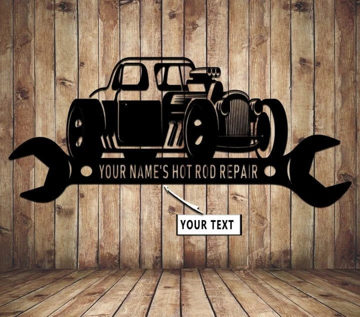 Personalized Garage Hot Rod Repair Metal Sign, Custom Name Sign, Sign For Garage. Hot Rod Lover, Father's Day Gift, Laser Cut Metal Signs Custom Gift Ideas
