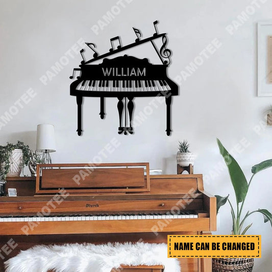 Custom Name On Piano Metal Art, Home Decor Wedding Gift, Metal Laser Cut Metal Signs Custom Gift Ideas - 8 inches - metal sign