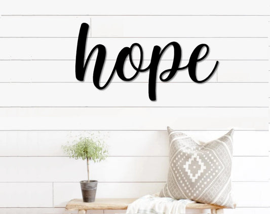 Hope Metal Word Art, Kembara Script Word Art, Indoor Outdoor Hope Metal Sign, Farmhouse Decor, Hope Word - metal sign