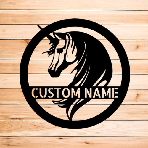 Unicorn Monogram Personalized Wall Steel Sign Birthday Gift For Daughter Granddaughter Girl's Room Laser Cut Metal Signs Custom Gift Ideas
