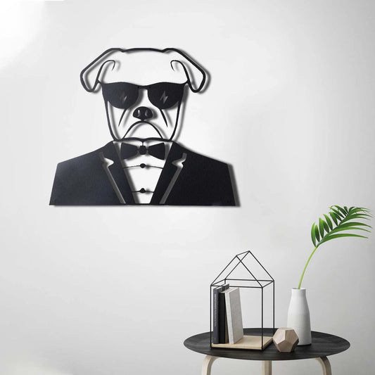Cool Bulldog Bodyguard for Bulldog Lovers Decor Wall Art Cut Metal Sign Laser Cut Metal Signs Custom Gift Ideas - 8 inches - metal sign