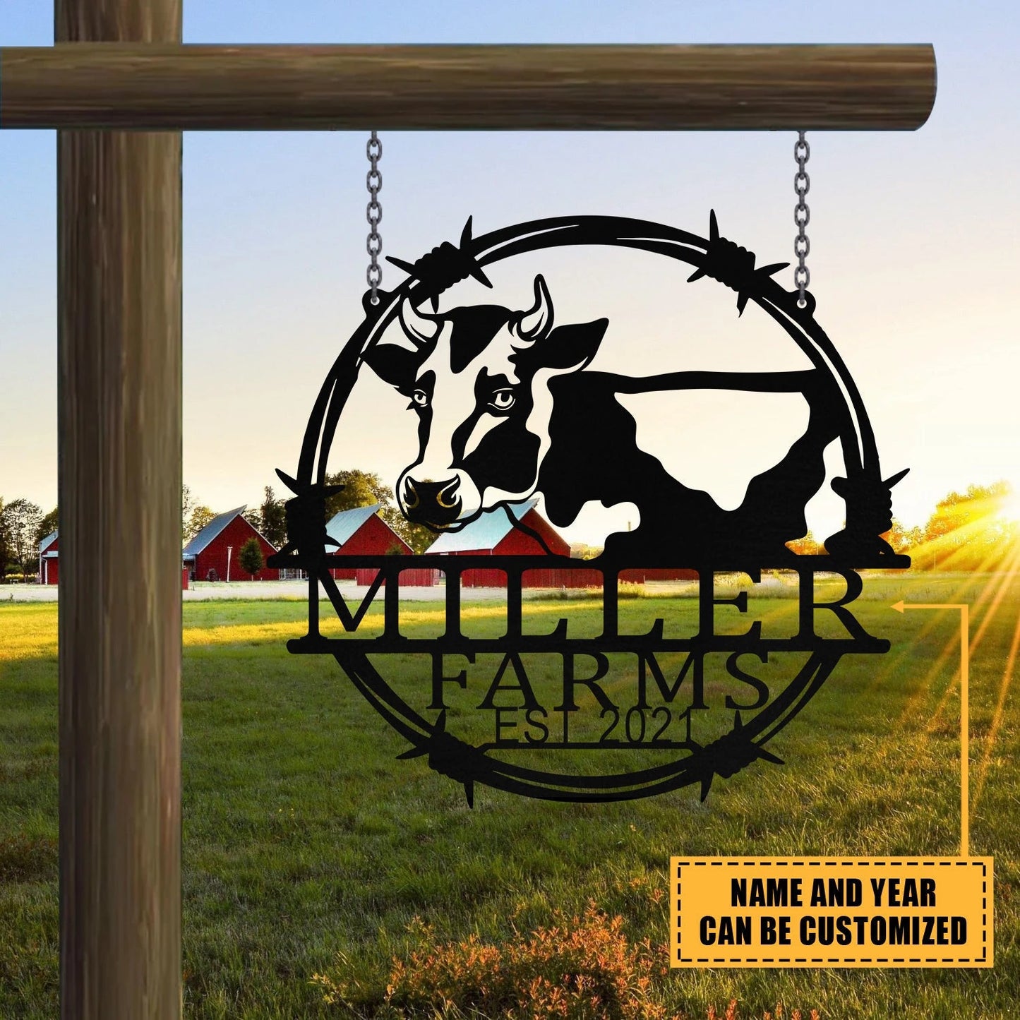 Personalized Metal Farm Sign Dairy Cow Cattle Monogram, Metal Laser Cut Metal Signs Custom Gift Ideas