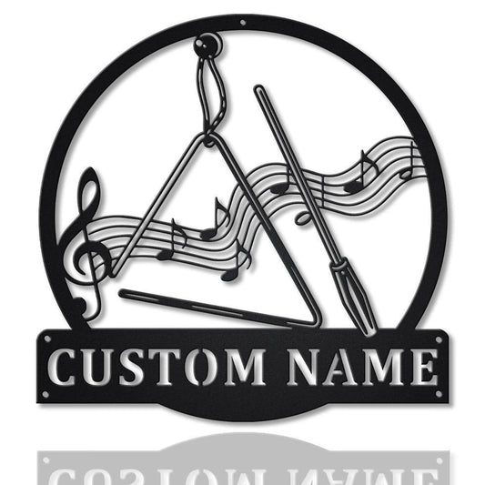 Personalized Triangle Music Metal Sign Art , Custom Musical Instrument Metal Sign, Triangle Lover Sign - metal sign