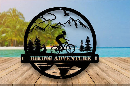 Mountain Biking Sign, Custom Cut Metal Sign, Personalized Gift, Outdoor Decor, Outdoors Gift, Christmas - metal sign