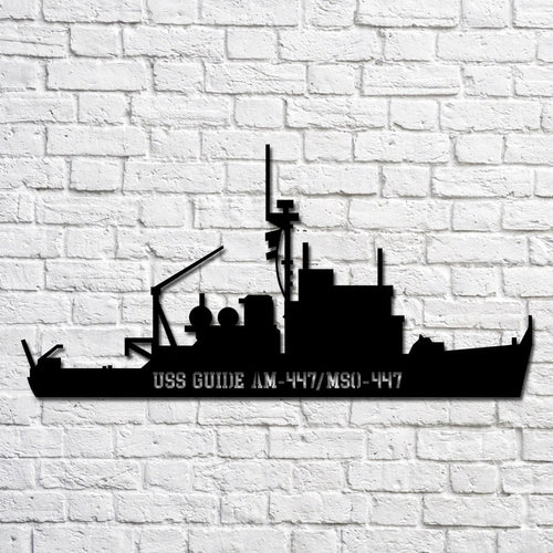 Uss Guide Am447 mso 447 Navy Ship Metal Art, Custom Us Navy Ship Cut Metal Sign, Gift For Navy Veteran, Navy Ships Silhouette Metal Art, Navy Home Decor Laser Cut Metal Signs Custom Gift Ideas