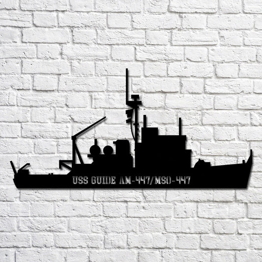 Uss Guide Am447 mso 447 Navy Ship Metal Art, Custom Us Navy Ship Cut Metal Sign, Gift For Navy Veteran - metal sign