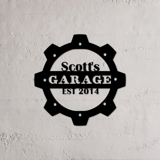 Name Garage Sign With Est Year, Custom Metal Wall Art, Personalized Birthday Or Christmas Gift For - metal sign