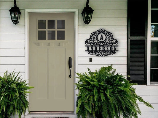 Front Porch Sign Metal Sign Family Sign Housewarming Gift Wedding Gift Metal Monogram Sign - 8 inches - metal sign