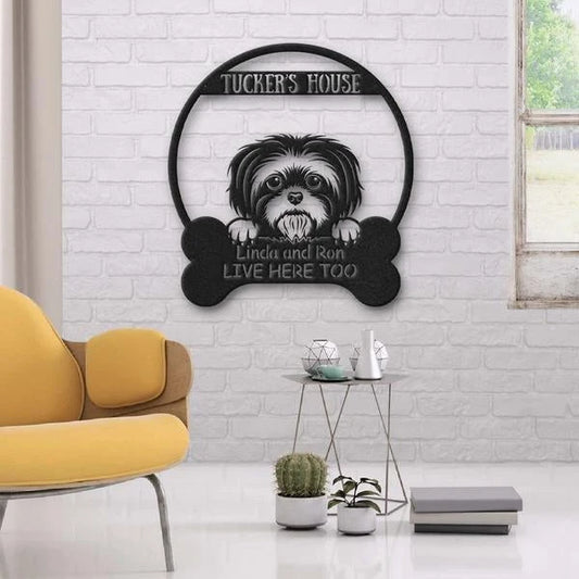 Shih Tzu Dog's House Dog Lovers Personalized Metal Sign Cut Metal Sign - 8 inches - metal sign