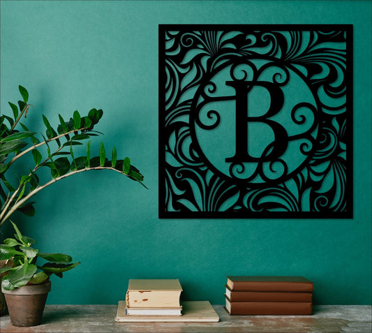 Metal Monogram Decorative Panel, Letter, Initial, Fence, Privacy Screen, Fireplace Screen, Abstract Art - metal sign